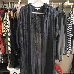 Charcoal Grey Knitted Short Sleeve Duster